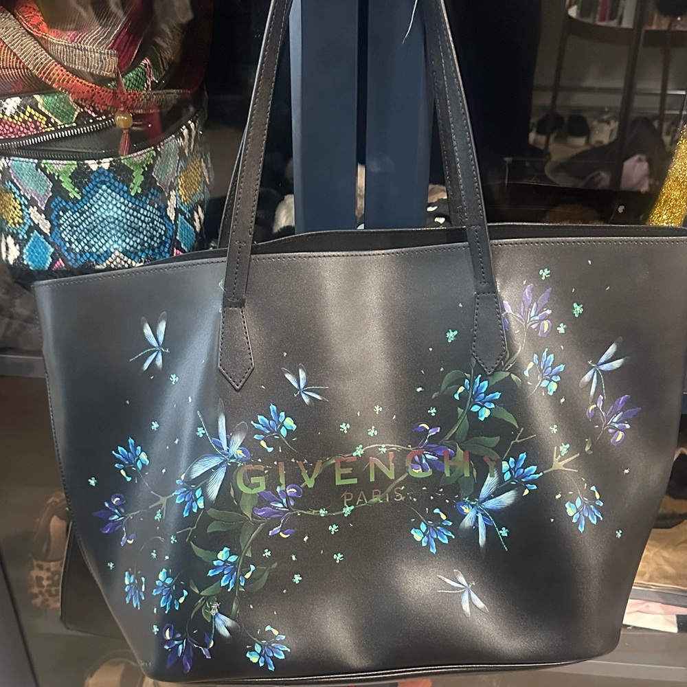 Givenchy Black Tote with Blue and Green Floral Print
Does have some wear